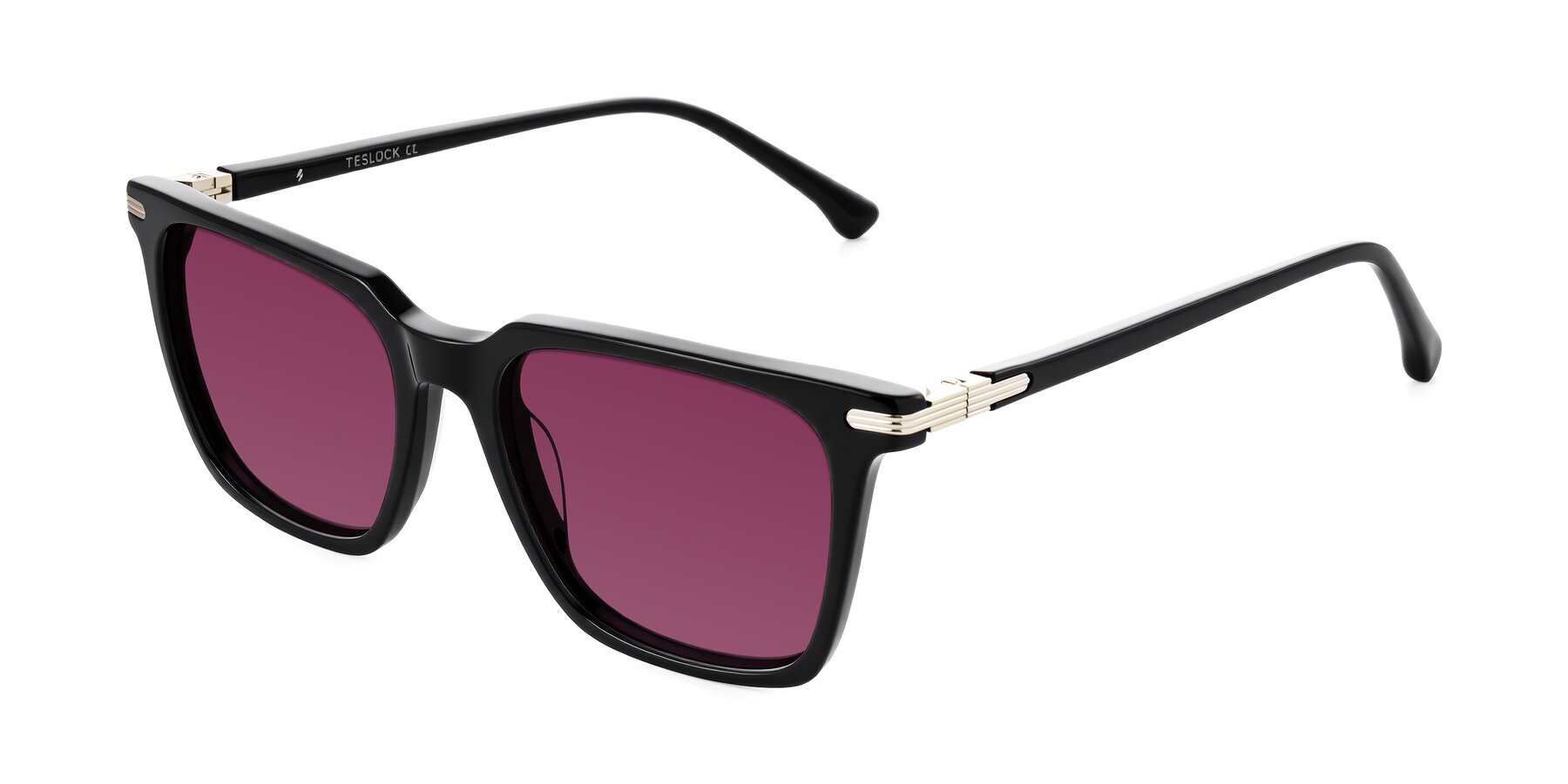 Angle of Miyaha in Black with Wine Tinted Lenses