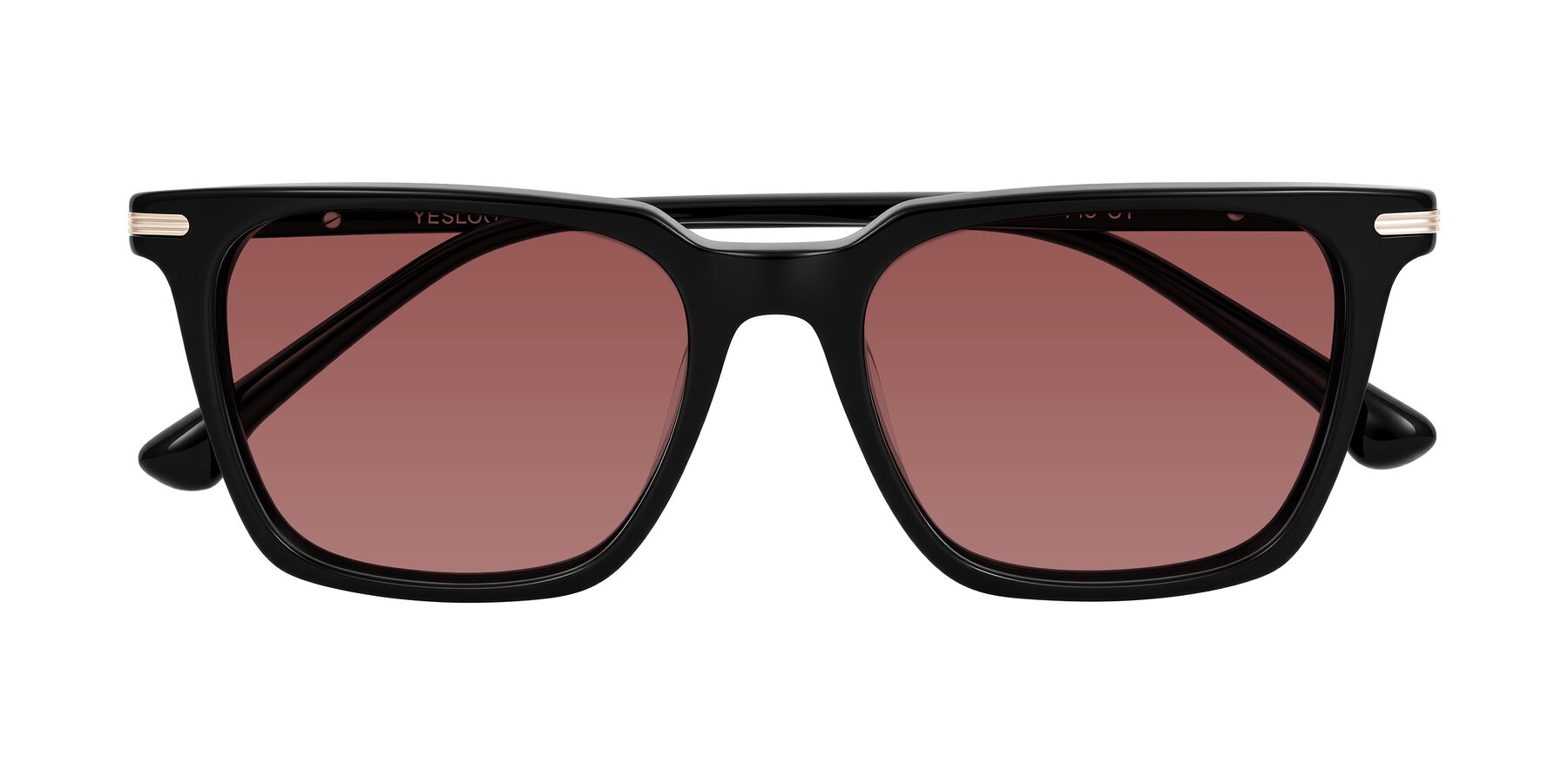 Folded Front of Miyaha in Black with Garnet Tinted Lenses