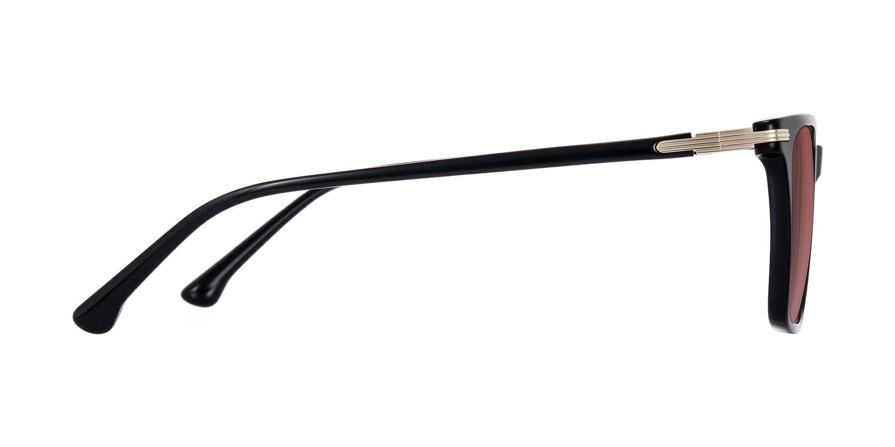 Side of Miyaha in Black with Garnet Tinted Lenses