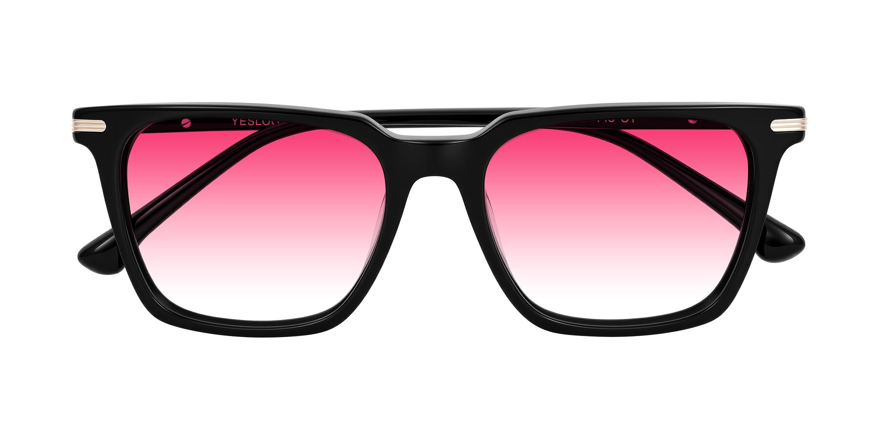 Folded Front of Miyaha in Black with Pink Gradient Lenses