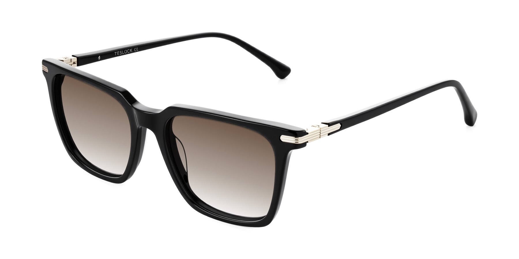 Angle of Miyaha in Black with Brown Gradient Lenses