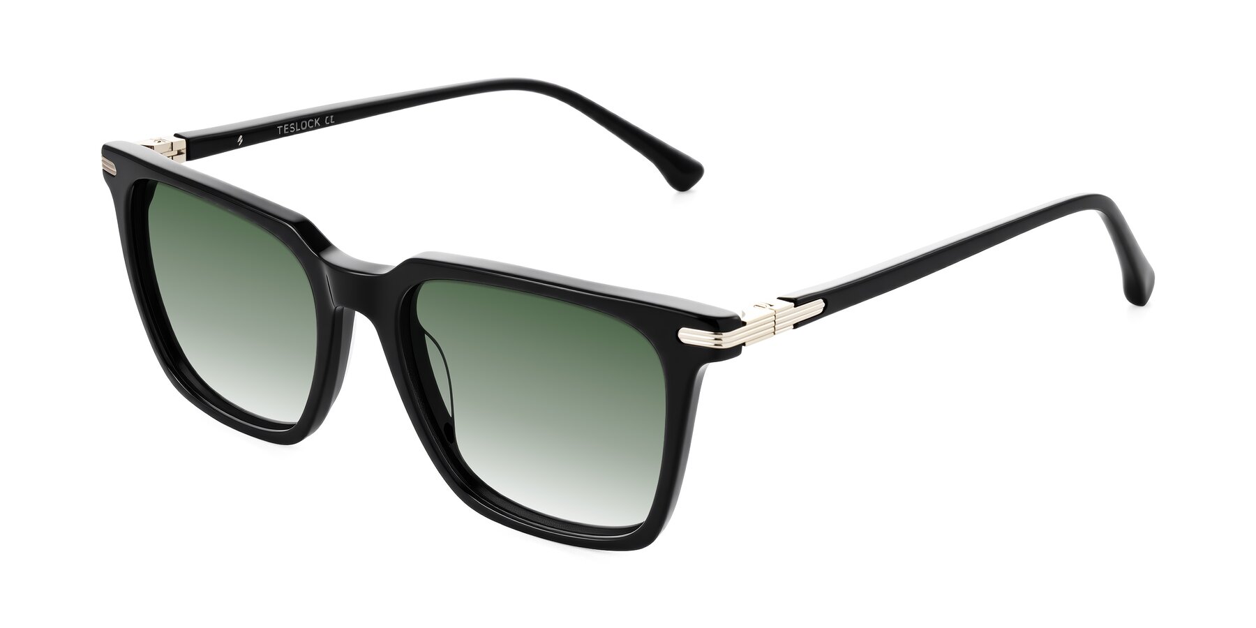 Angle of Miyaha in Black with Green Gradient Lenses