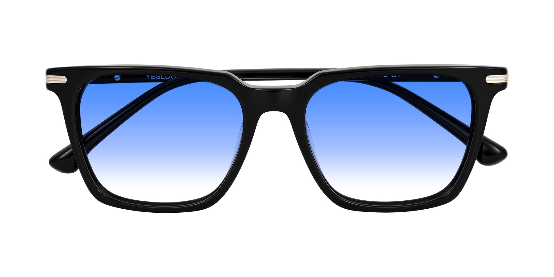 Folded Front of Miyaha in Black with Blue Gradient Lenses