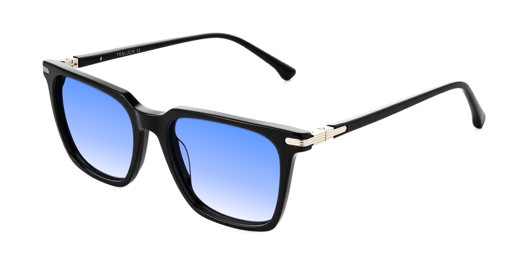Angle of Miyaha in Black with Blue Gradient Lenses