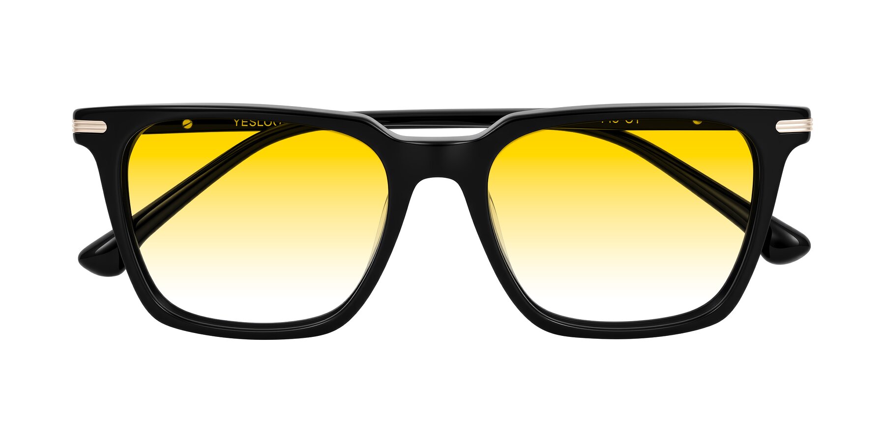 Folded Front of Miyaha in Black with Yellow Gradient Lenses