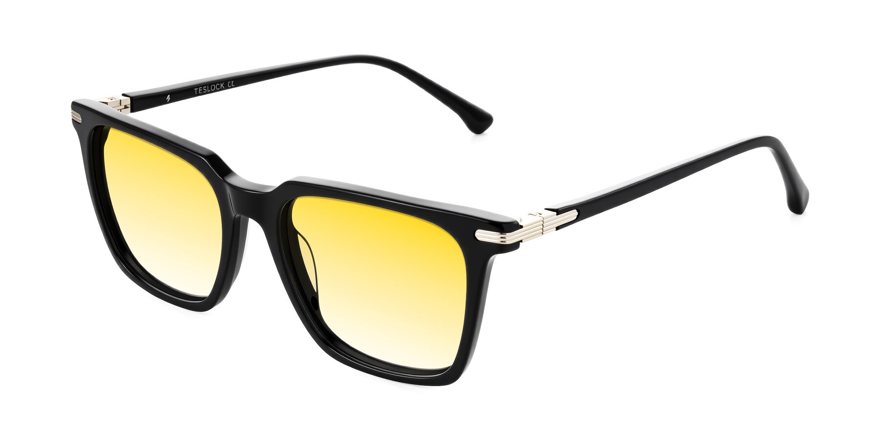 Angle of Miyaha in Black with Yellow Gradient Lenses