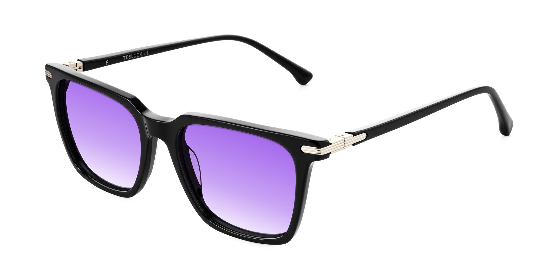 Angle of Miyaha in Black with Purple Gradient Lenses