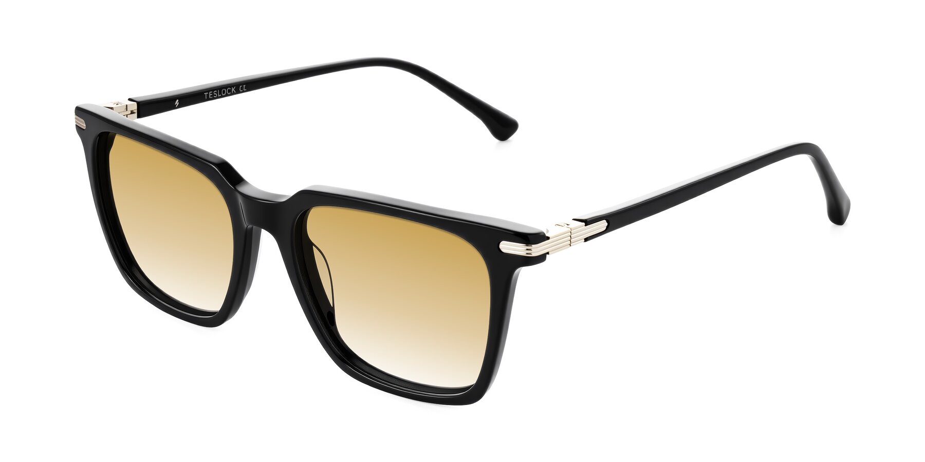 Angle of Miyaha in Black with Champagne Gradient Lenses