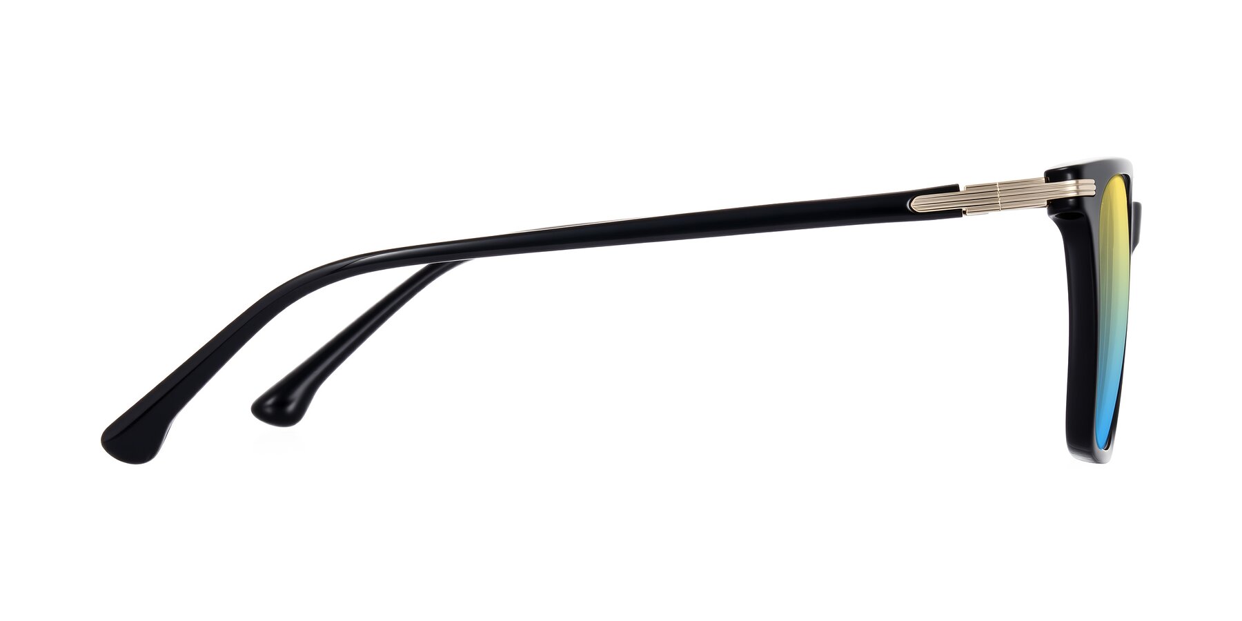 Side of Miyaha in Black with Yellow / Blue Gradient Lenses