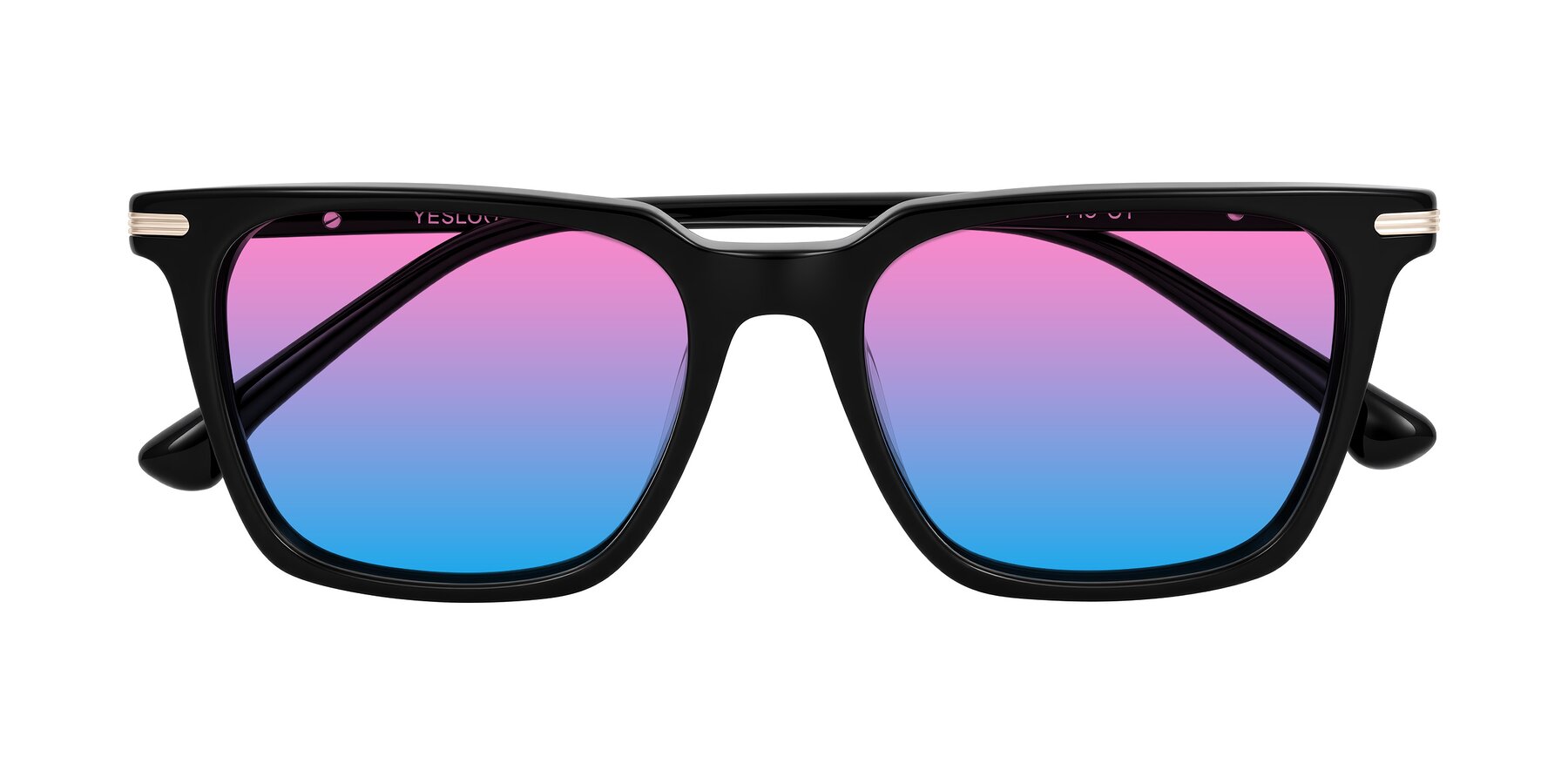 Folded Front of Miyaha in Black with Pink / Blue Gradient Lenses