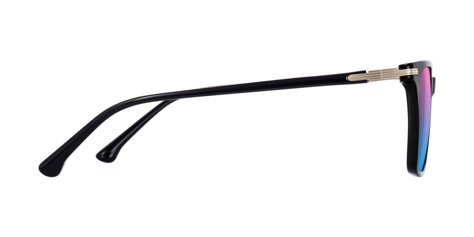 Side of Miyaha in Black with Pink / Blue Gradient Lenses