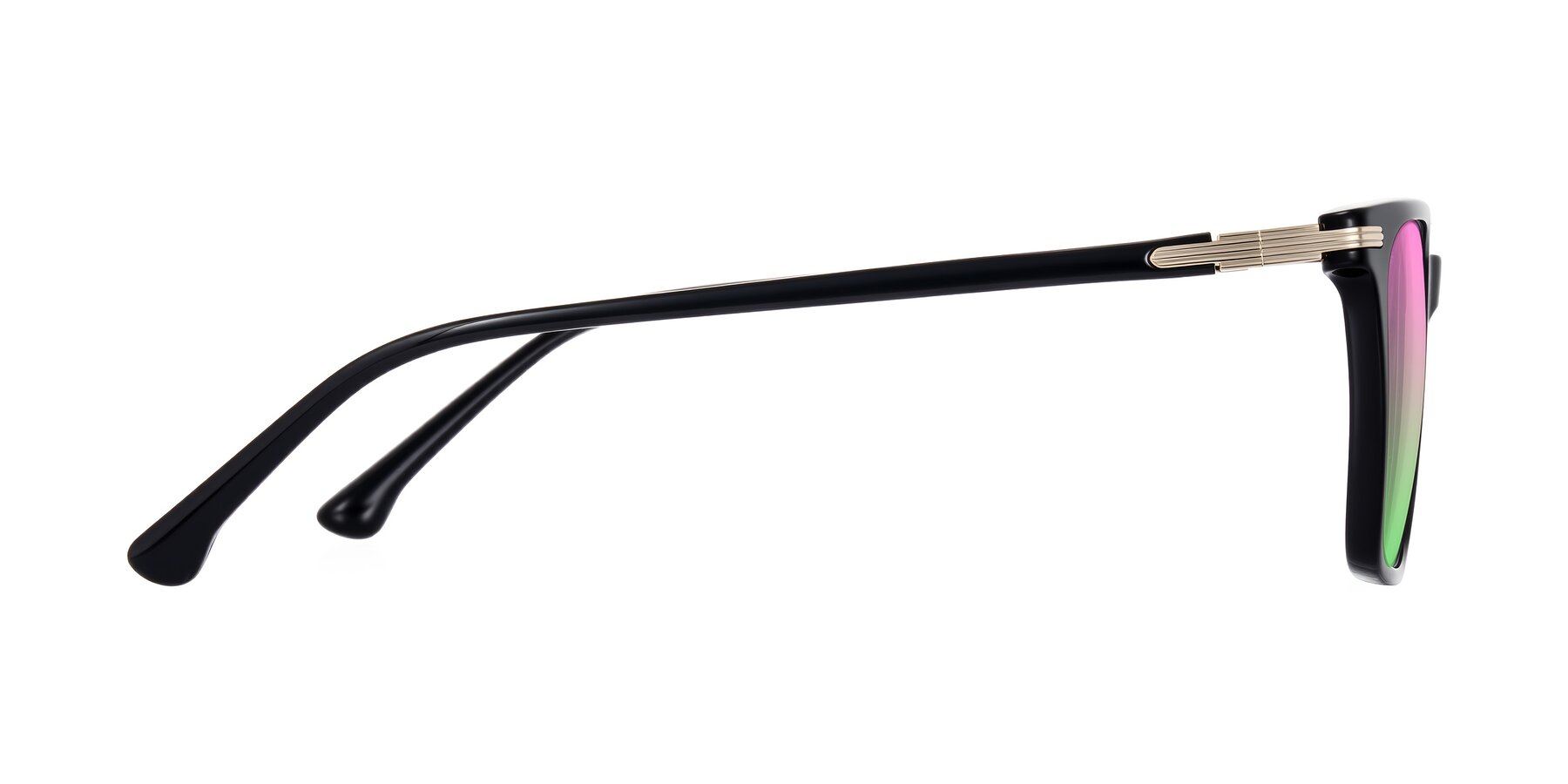 Side of Miyaha in Black with Pink / Green Gradient Lenses