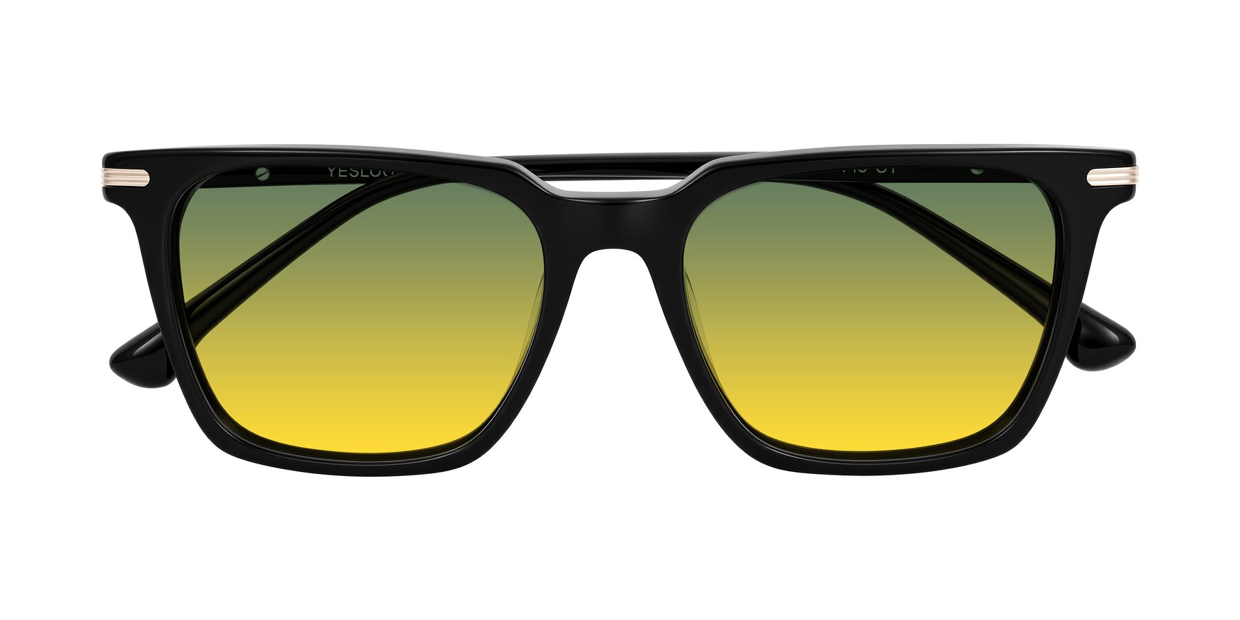 Folded Front of Miyaha in Black with Green / Yellow Gradient Lenses