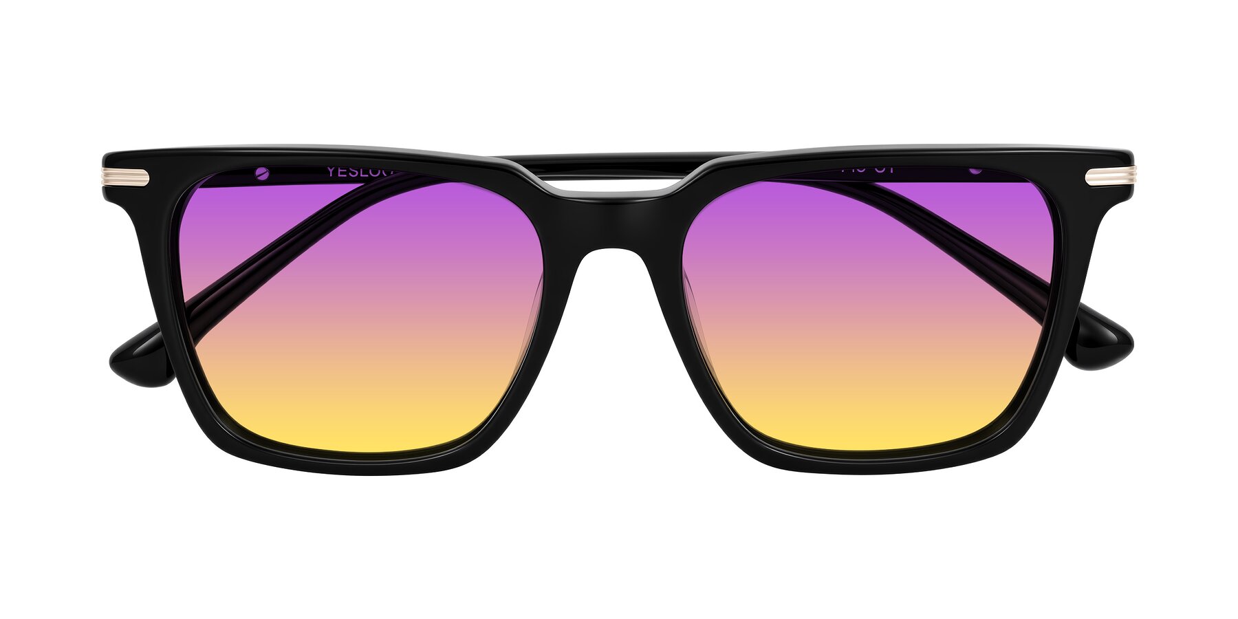 Folded Front of Miyaha in Black with Purple / Yellow Gradient Lenses