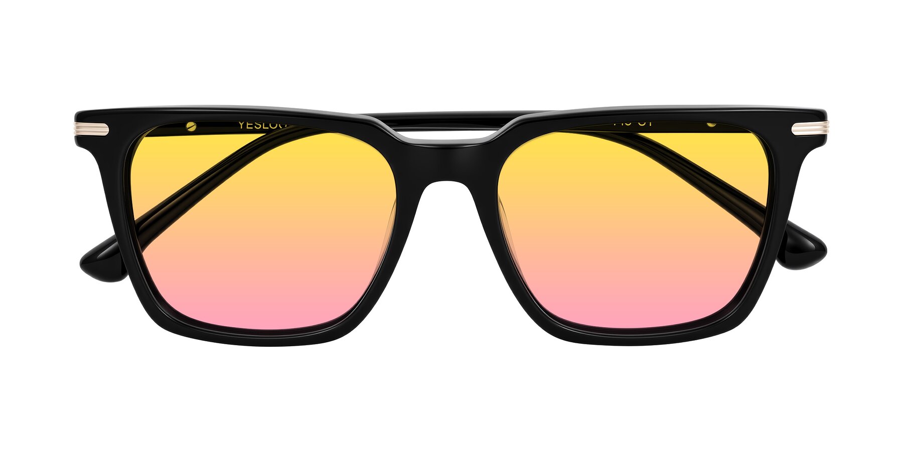 Folded Front of Miyaha in Black with Yellow / Pink Gradient Lenses