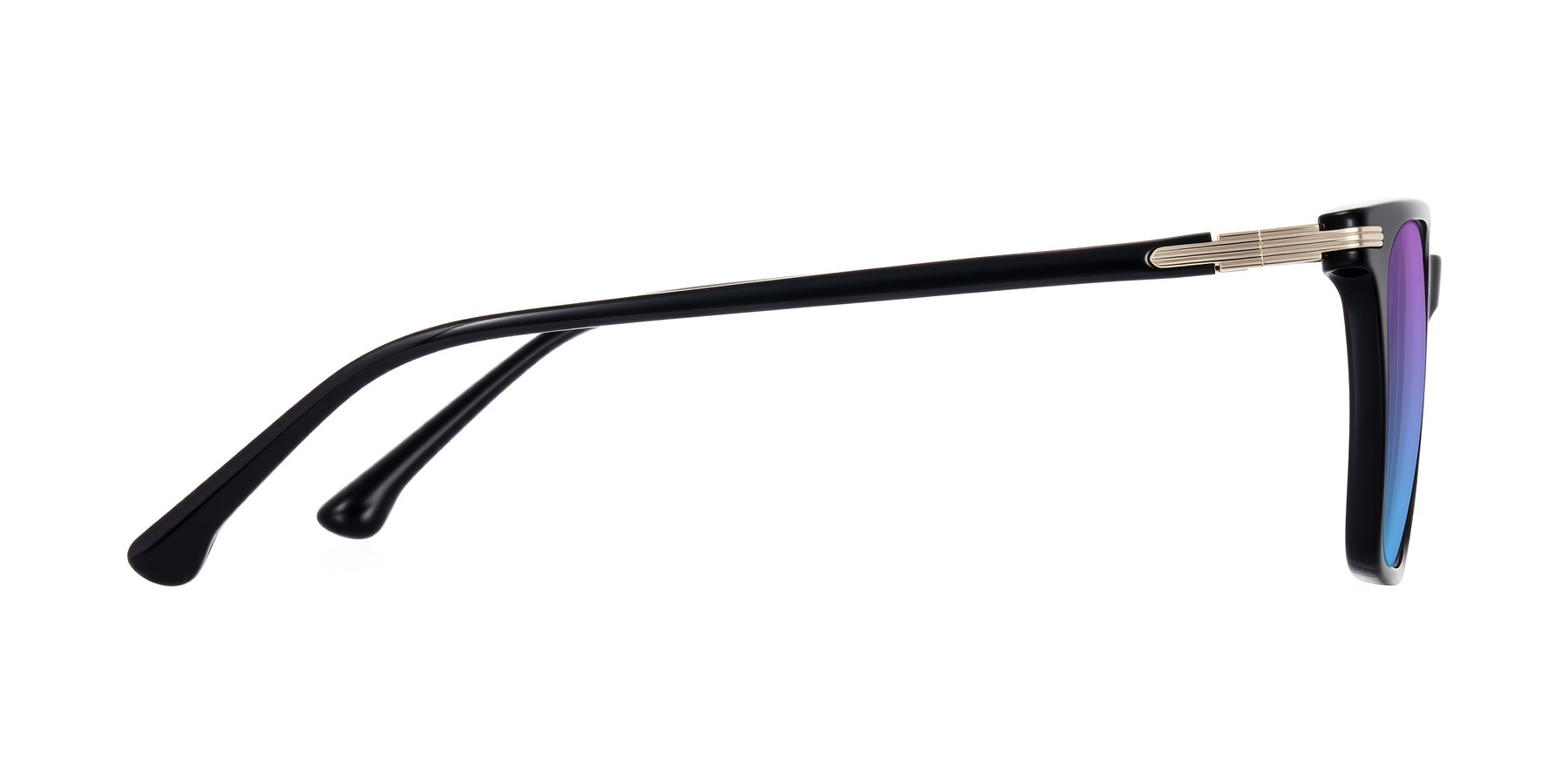 Side of Miyaha in Black with Purple / Blue Gradient Lenses