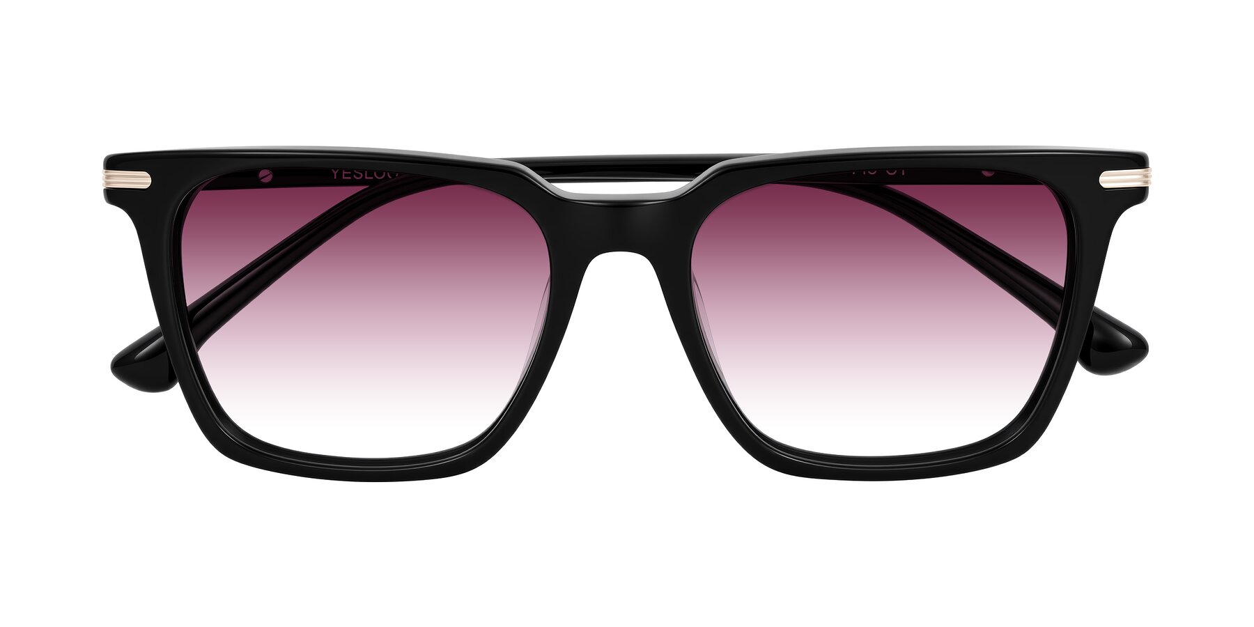 Folded Front of Miyaha in Black with Wine Gradient Lenses