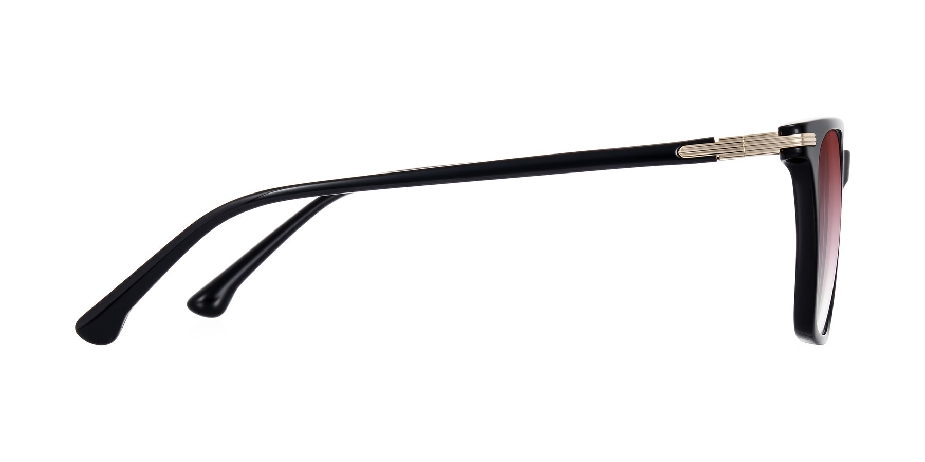 Side of Miyaha in Black with Garnet Gradient Lenses