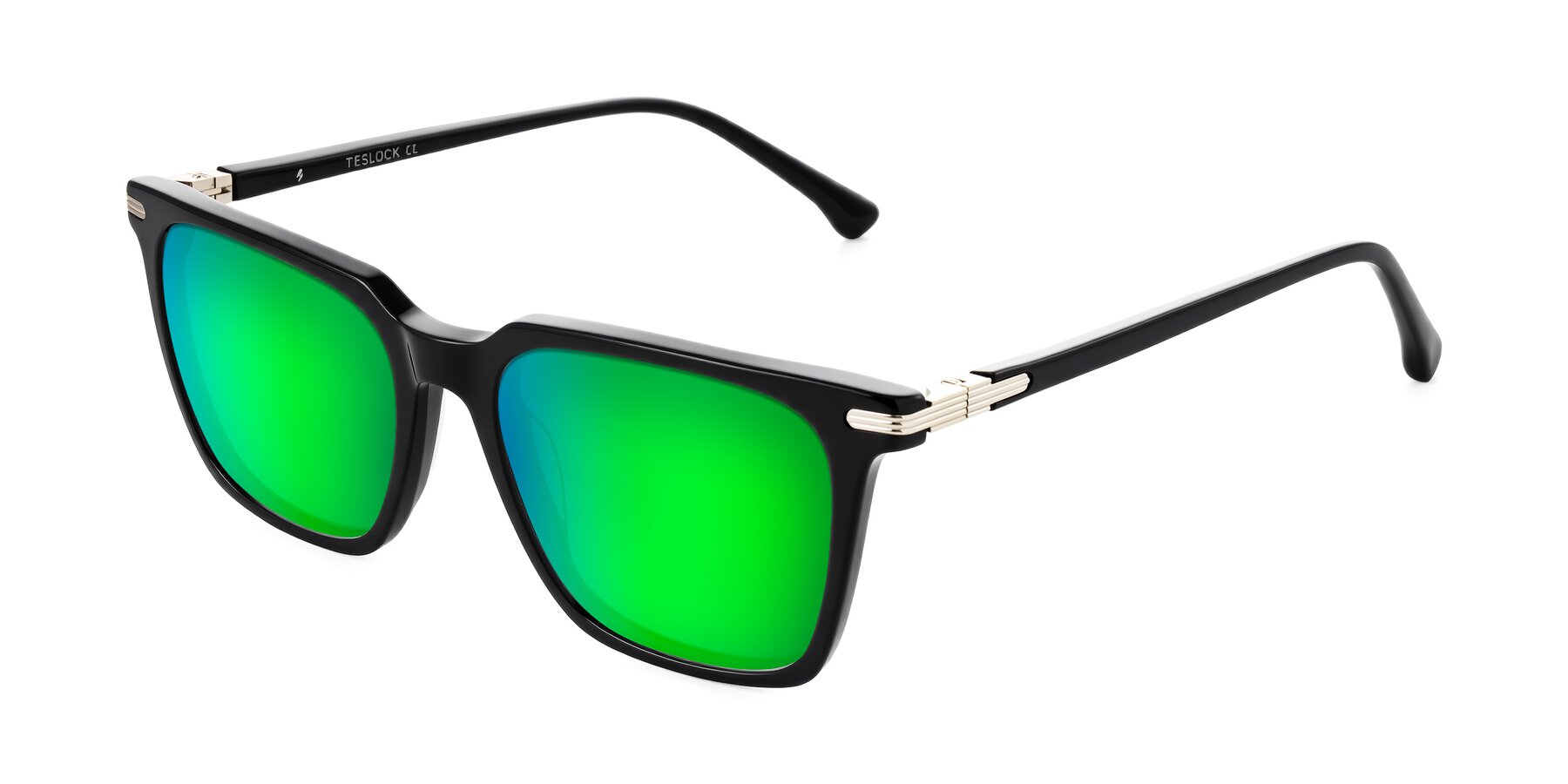 Angle of Miyaha in Black with Green Mirrored Lenses