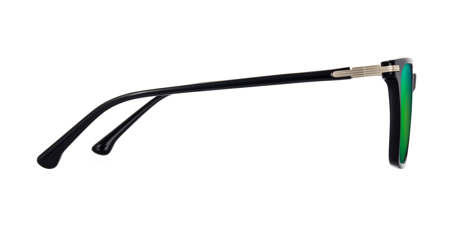 Side of Miyaha in Black with Green Mirrored Lenses