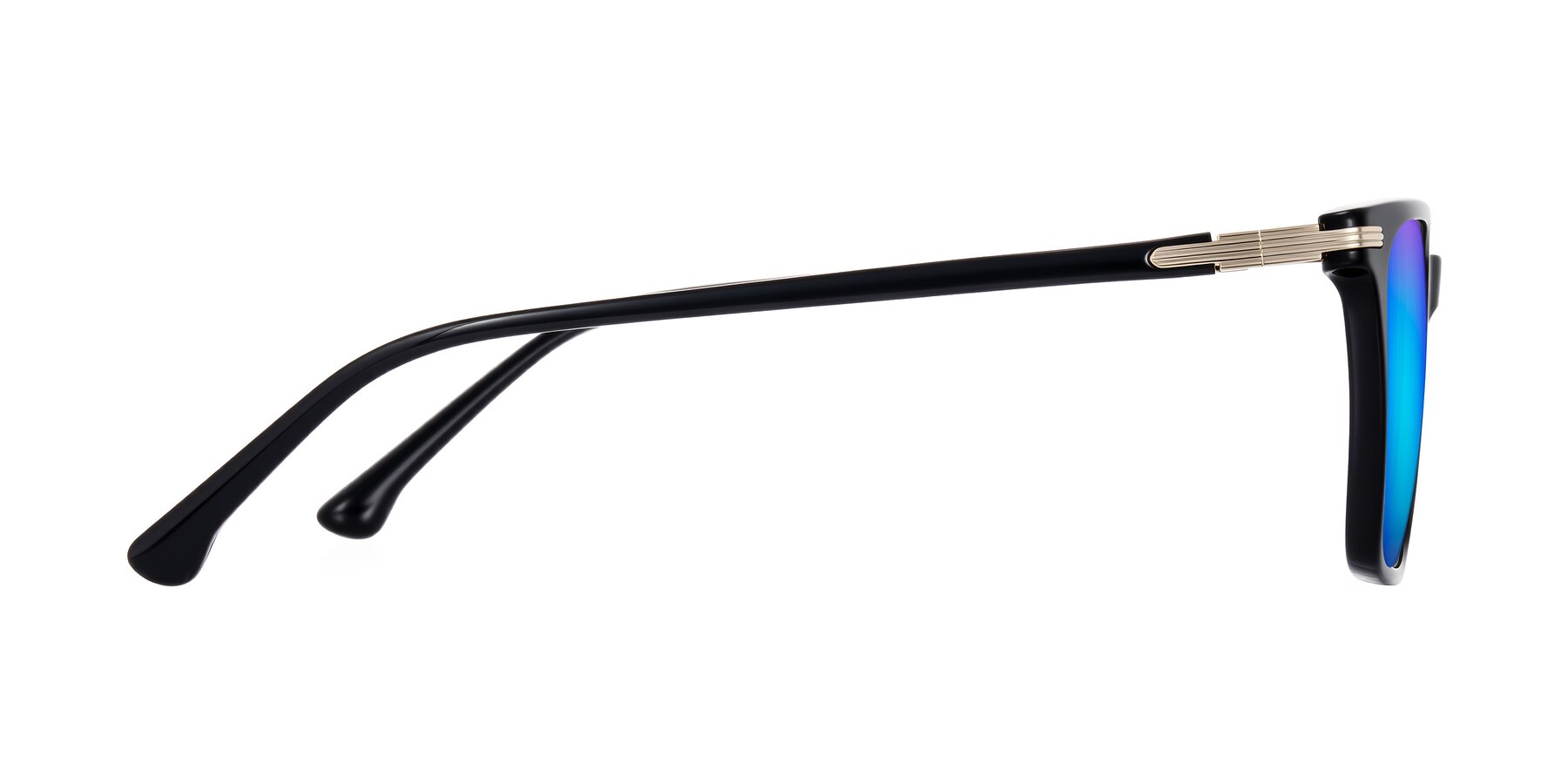 Side of Miyaha in Black with Blue Mirrored Lenses