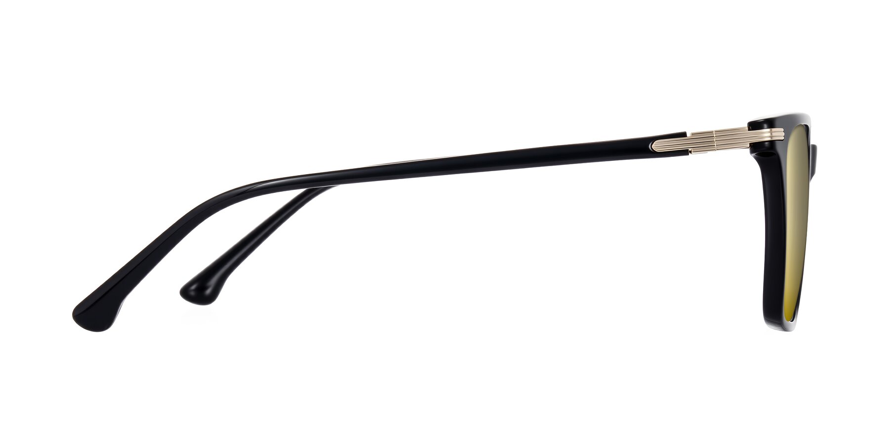 Side of Miyaha in Black with Gold Mirrored Lenses