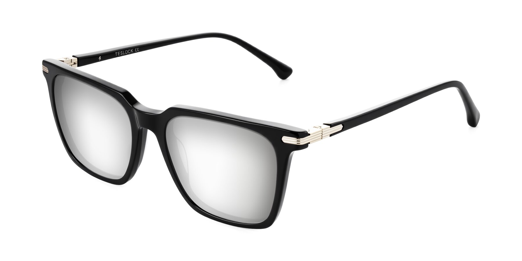 Angle of Miyaha in Black with Silver Mirrored Lenses