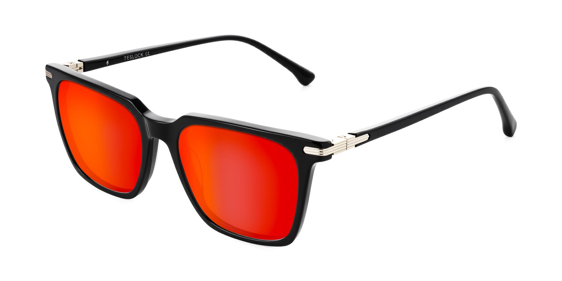 Angle of Miyaha in Black with Red Gold Mirrored Lenses