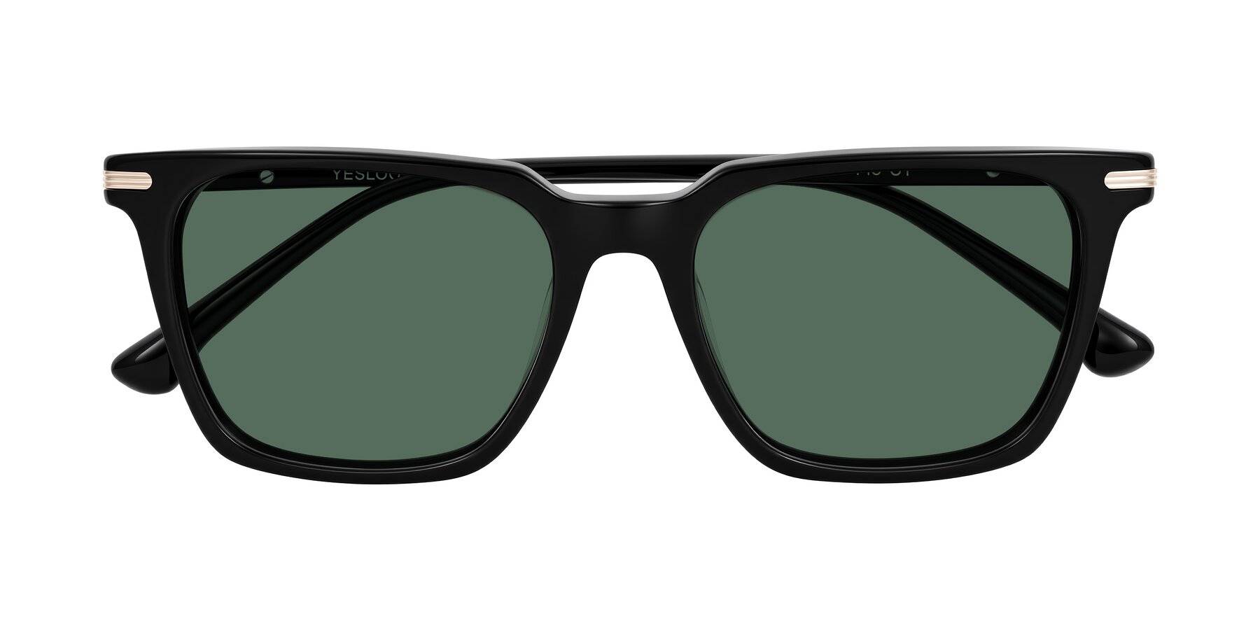 Folded Front of Miyaha in Black with Green Polarized Lenses