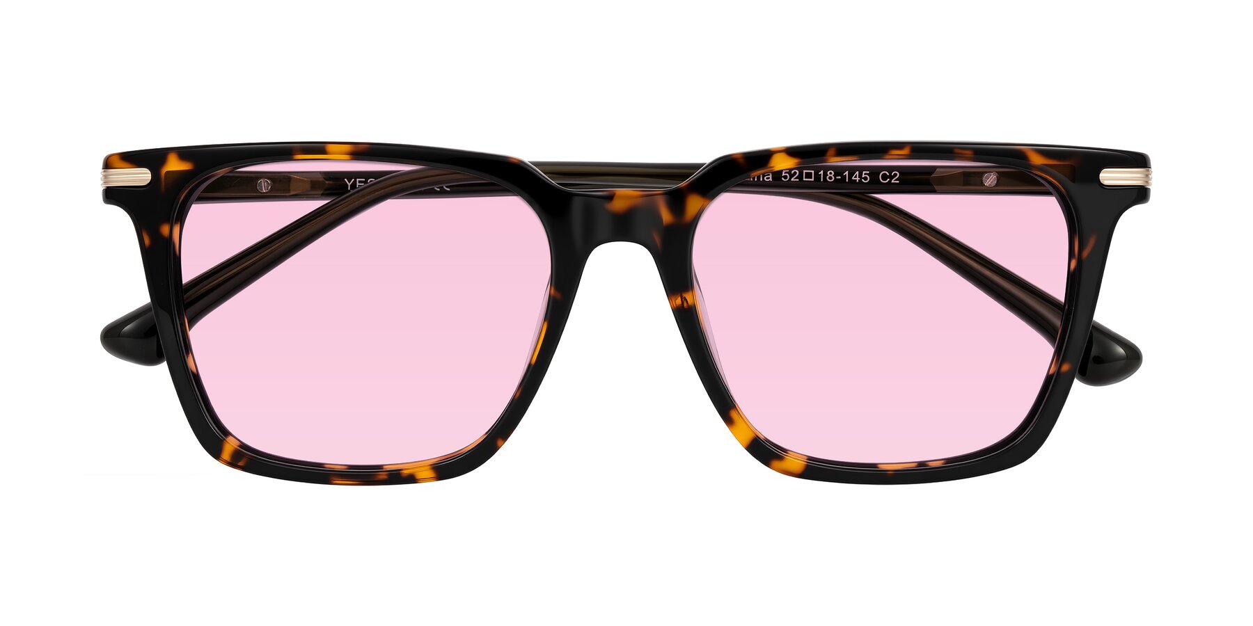Folded Front of Miyaha in Tortoise with Light Pink Tinted Lenses