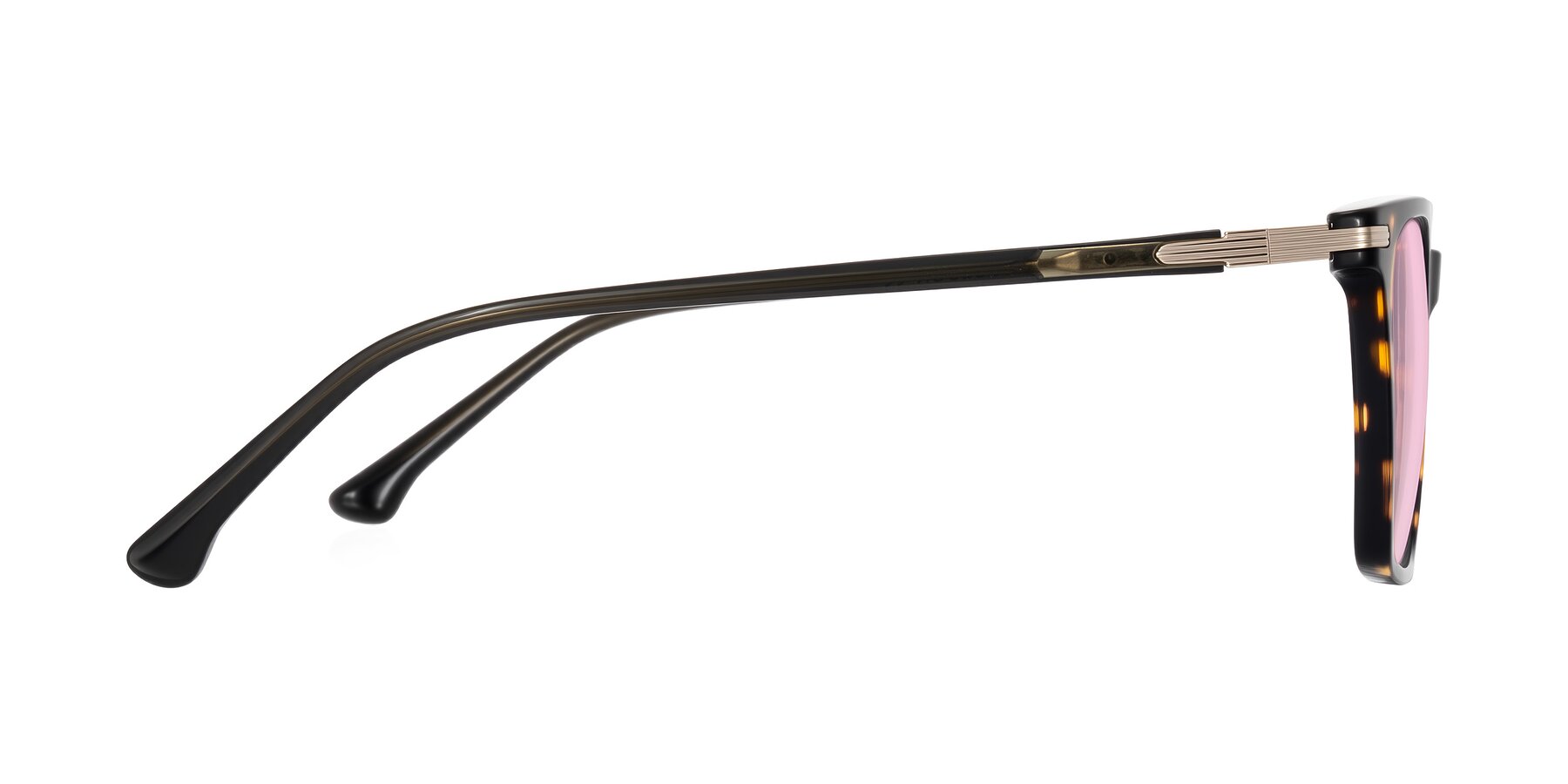 Side of Miyaha in Tortoise with Light Pink Tinted Lenses