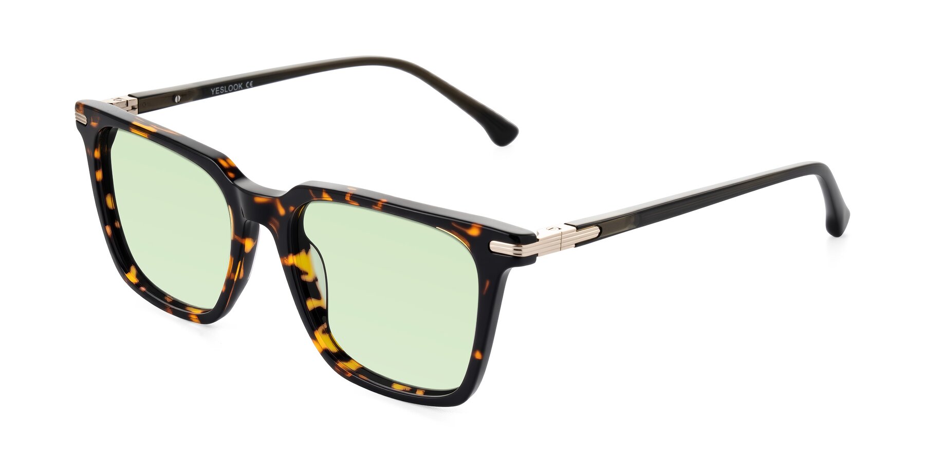 Angle of Miyaha in Tortoise with Light Green Tinted Lenses