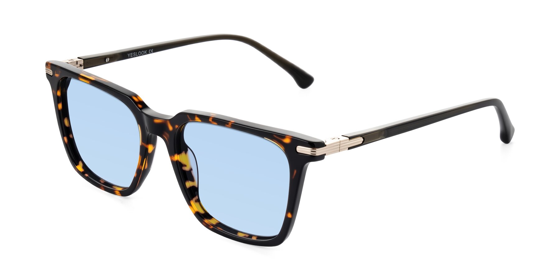 Angle of Miyaha in Tortoise with Light Blue Tinted Lenses