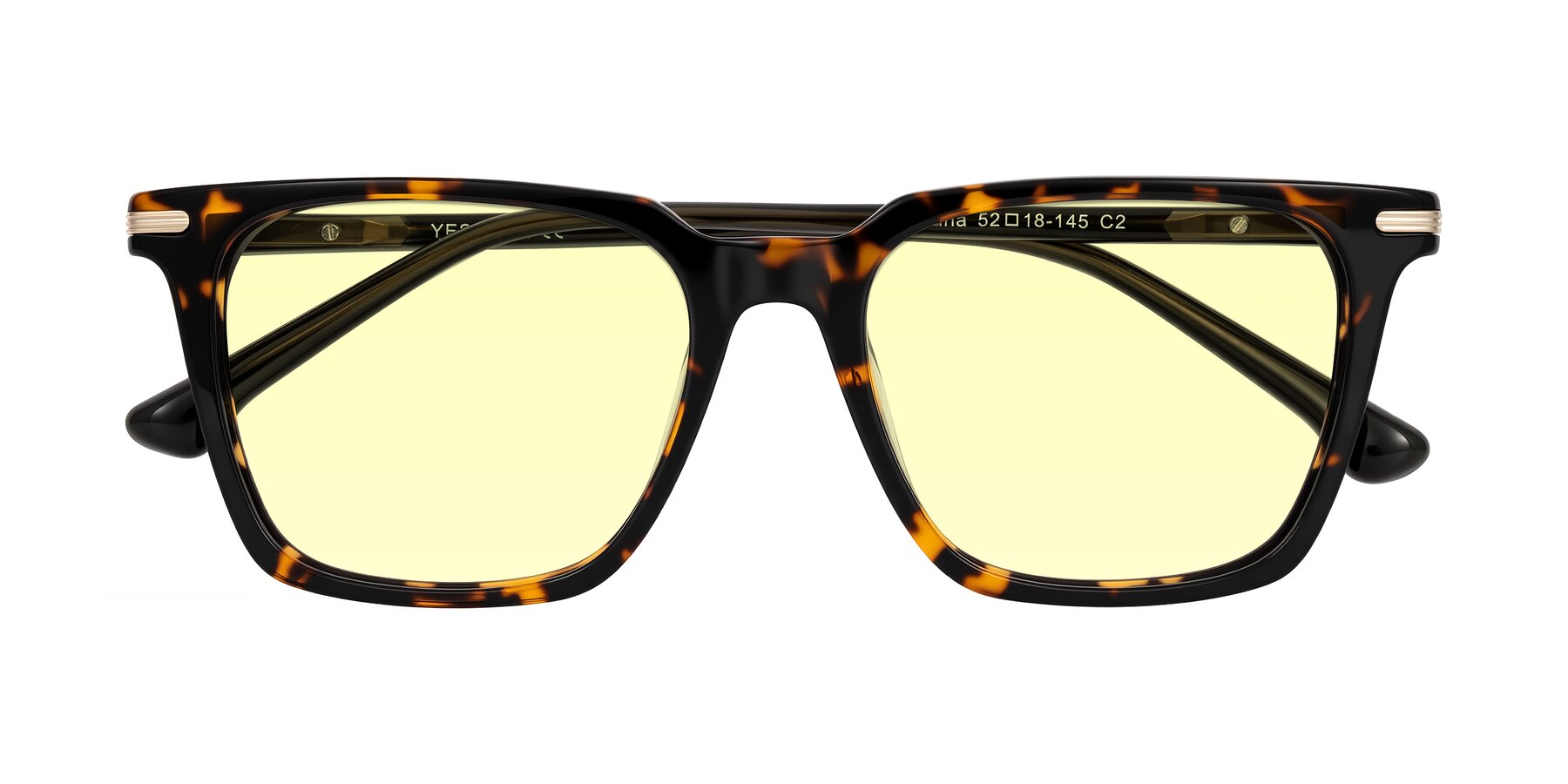 Folded Front of Miyaha in Tortoise with Light Yellow Tinted Lenses