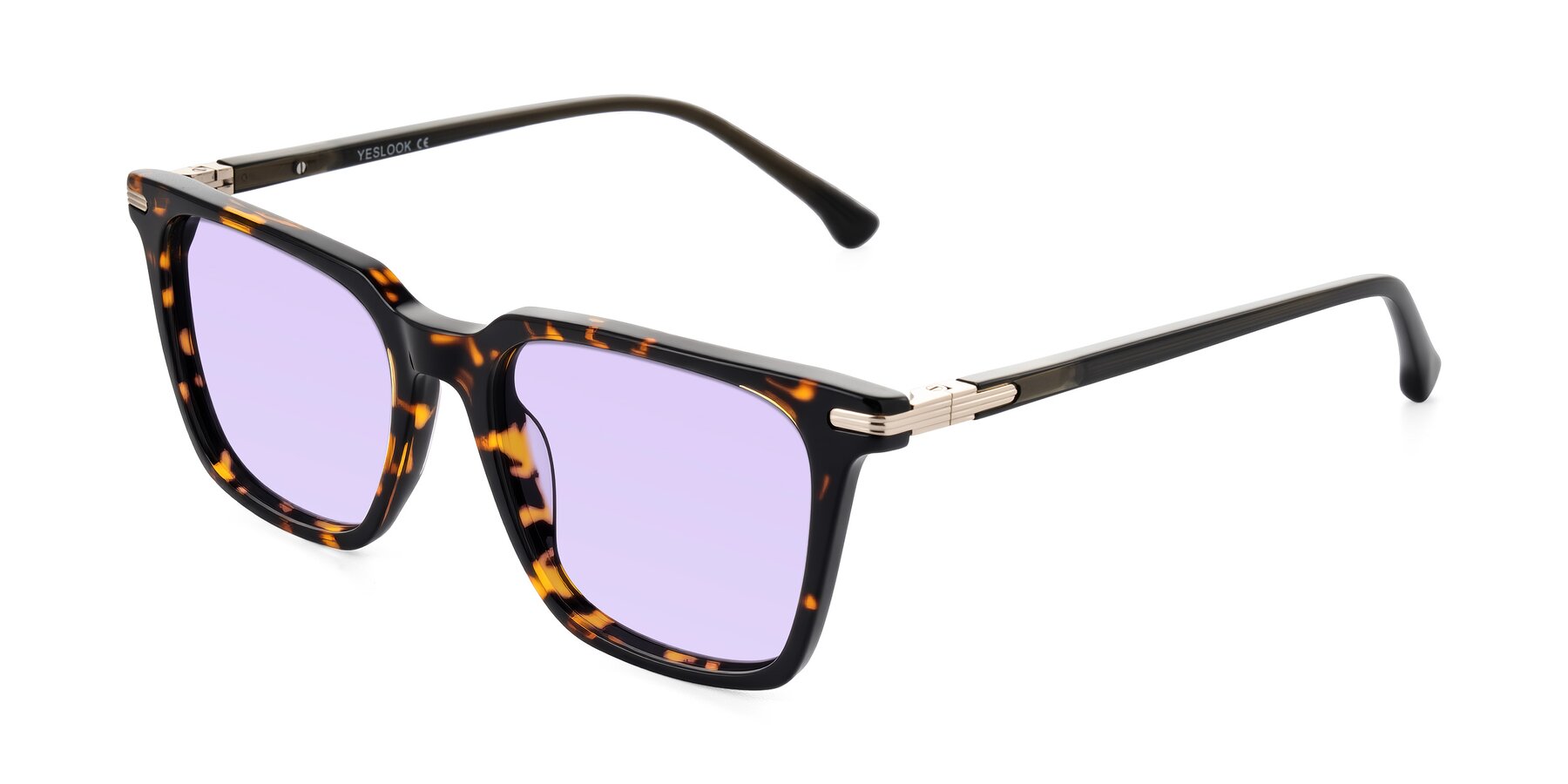 Angle of Miyaha in Tortoise with Light Purple Tinted Lenses