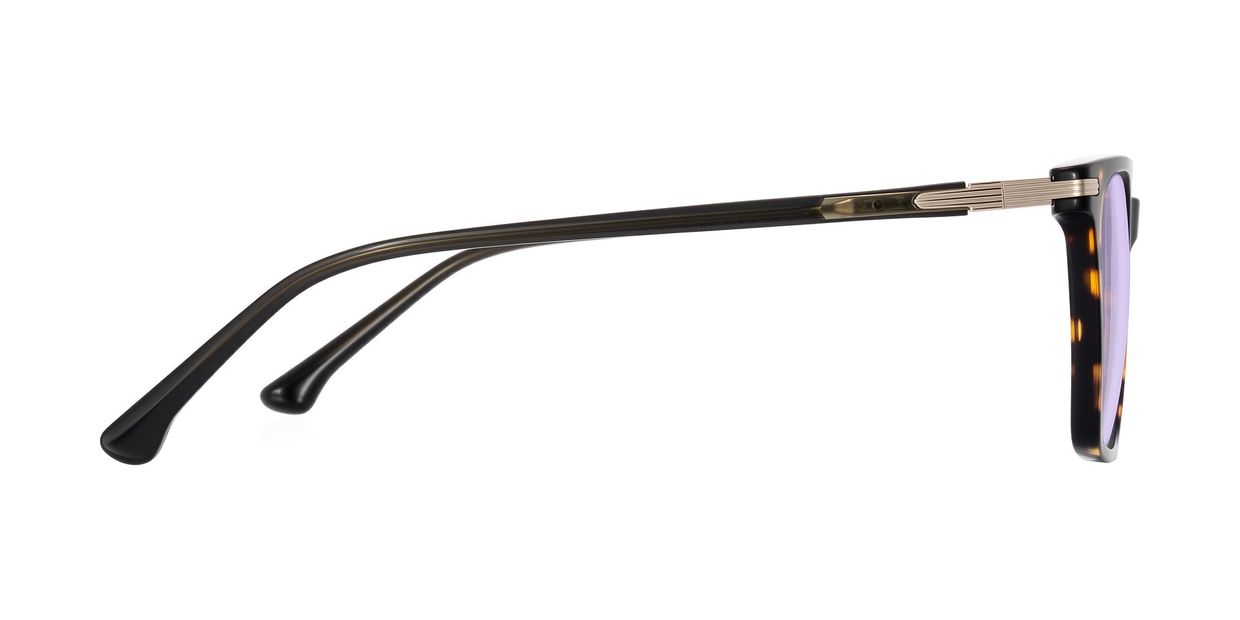 Side of Miyaha in Tortoise with Light Purple Tinted Lenses