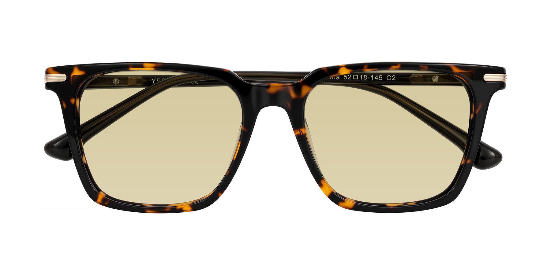 Folded Front of Miyaha in Tortoise with Light Champagne Tinted Lenses
