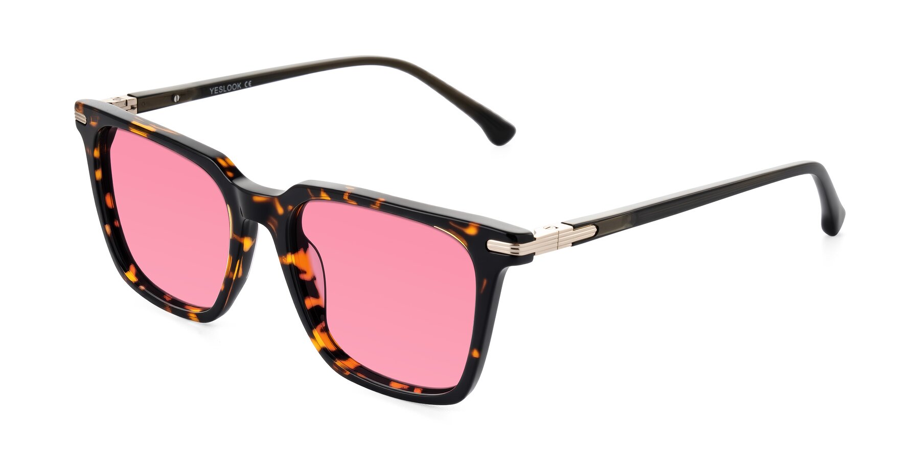 Angle of Miyaha in Tortoise with Pink Tinted Lenses