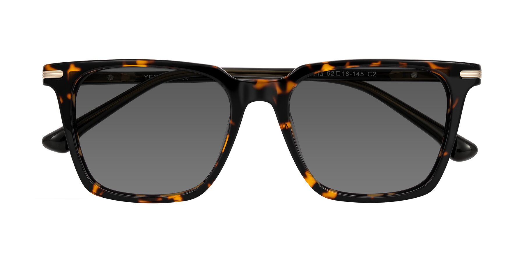 Folded Front of Miyaha in Tortoise with Medium Gray Tinted Lenses