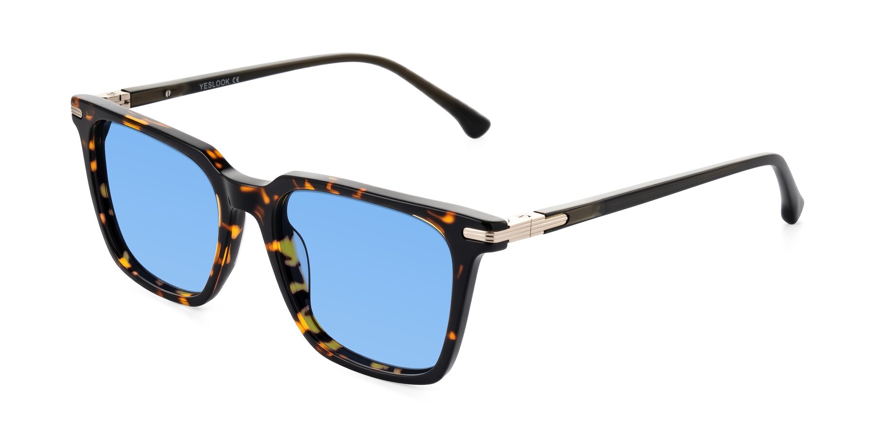Angle of Miyaha in Tortoise with Medium Blue Tinted Lenses