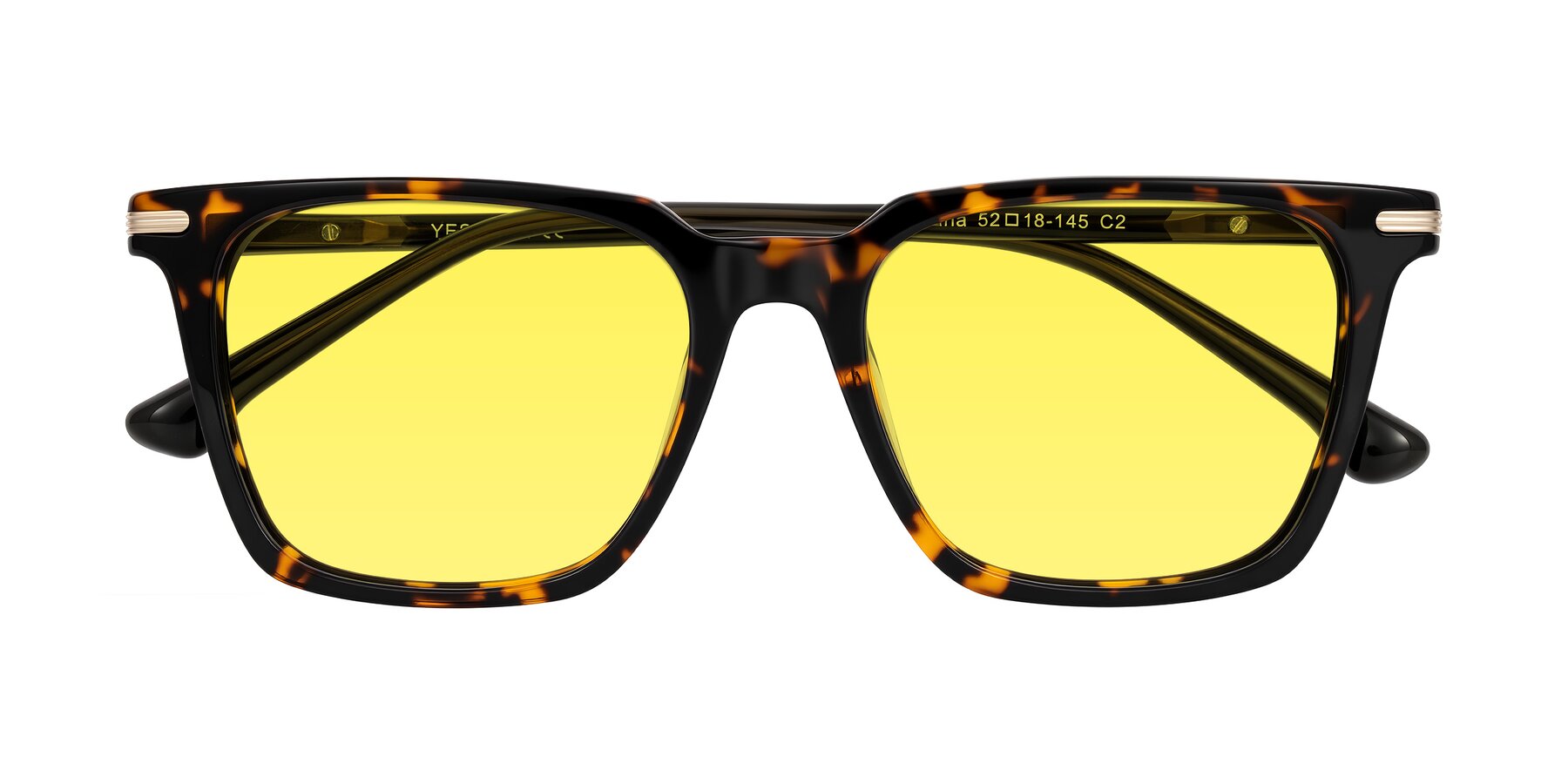 Folded Front of Miyaha in Tortoise with Medium Yellow Tinted Lenses