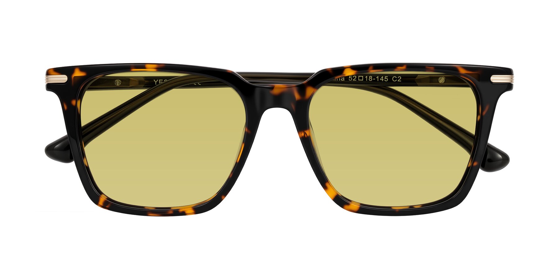 Folded Front of Miyaha in Tortoise with Medium Champagne Tinted Lenses