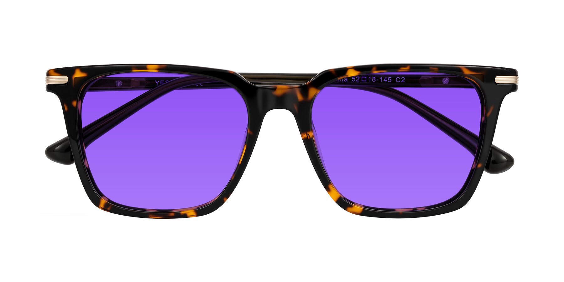 Folded Front of Miyaha in Tortoise with Purple Tinted Lenses