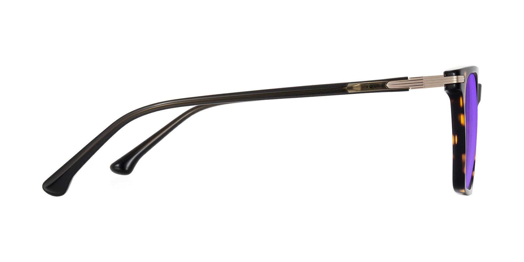 Side of Miyaha in Tortoise with Purple Tinted Lenses