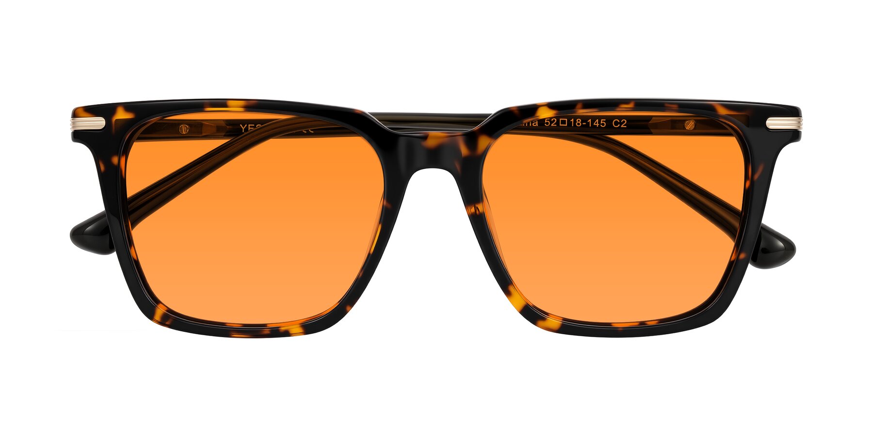 Folded Front of Miyaha in Tortoise with Orange Tinted Lenses