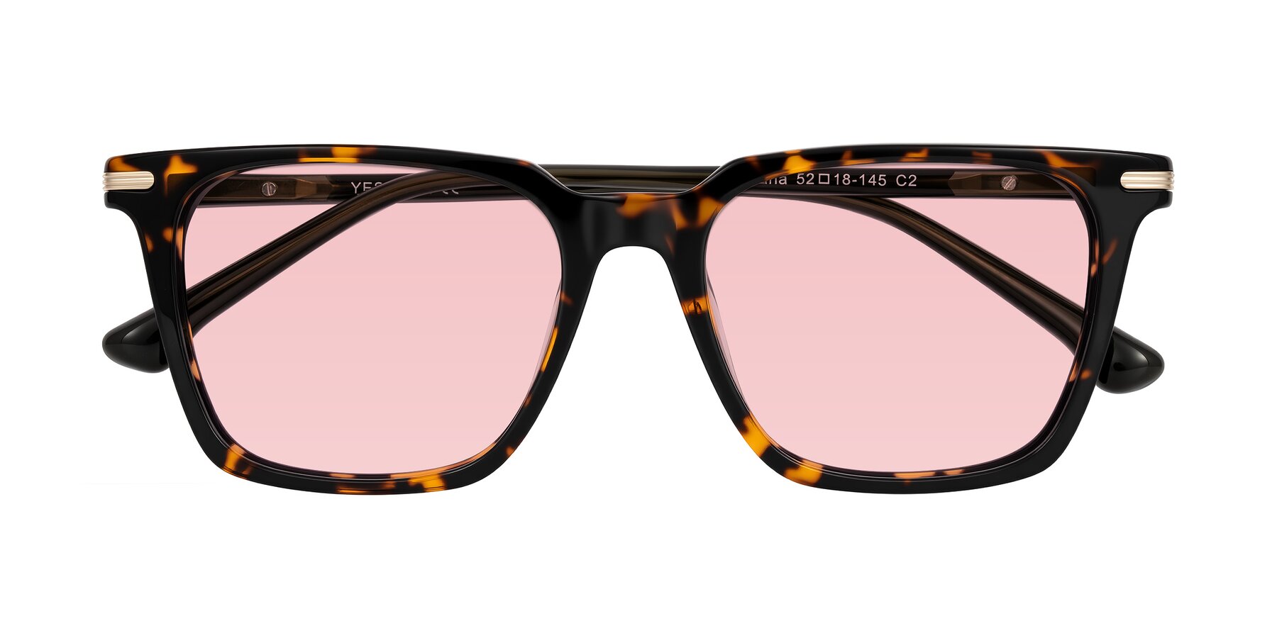 Folded Front of Miyaha in Tortoise with Light Garnet Tinted Lenses
