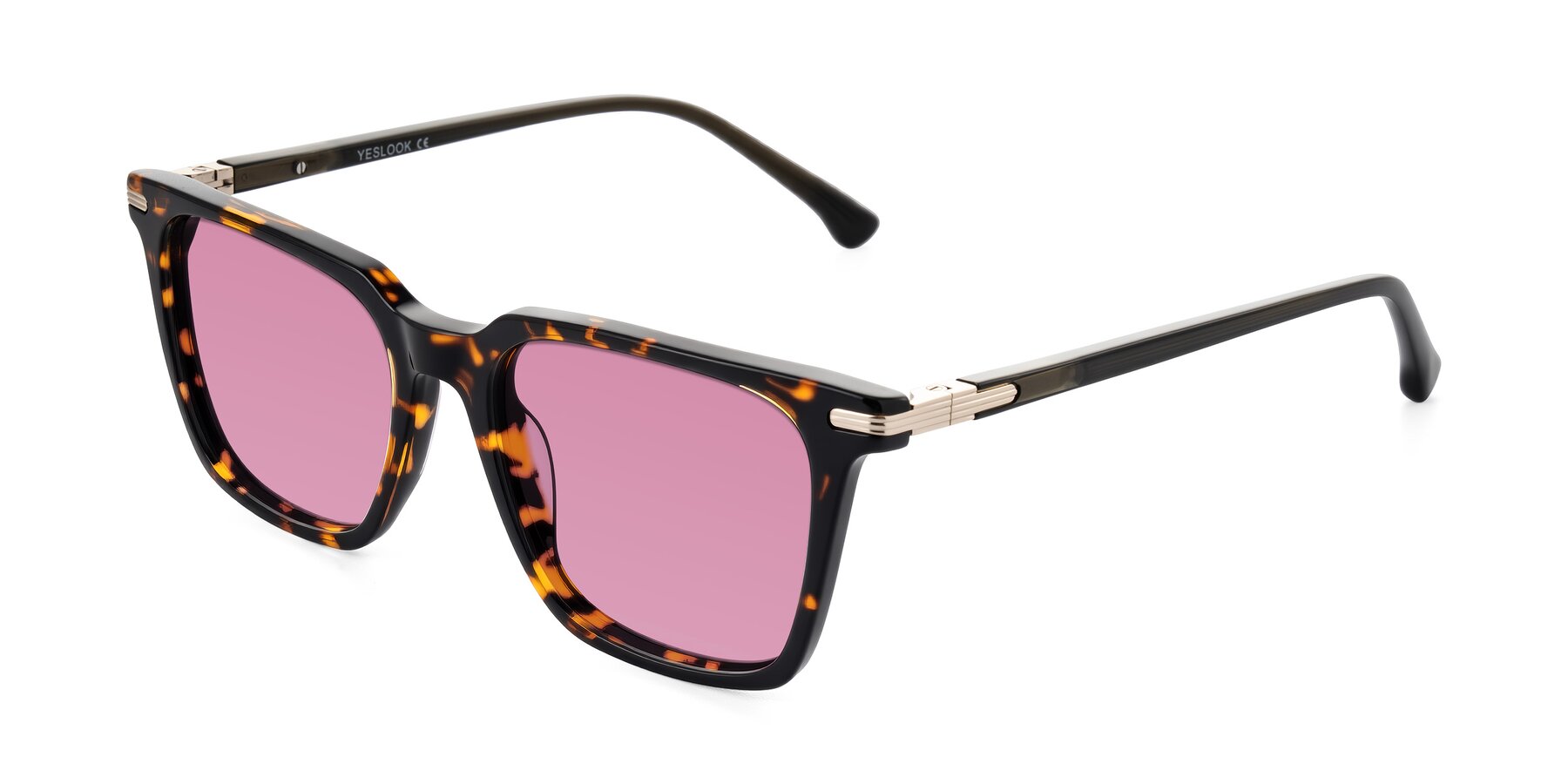 Angle of Miyaha in Tortoise with Medium Wine Tinted Lenses
