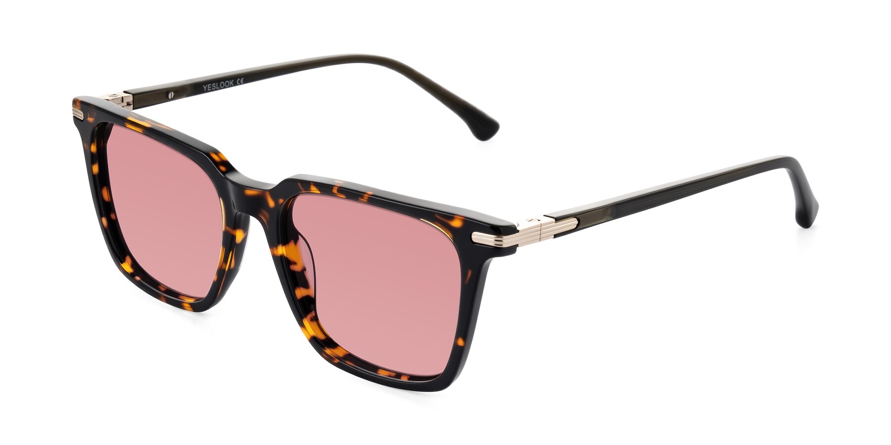 Angle of Miyaha in Tortoise with Medium Garnet Tinted Lenses