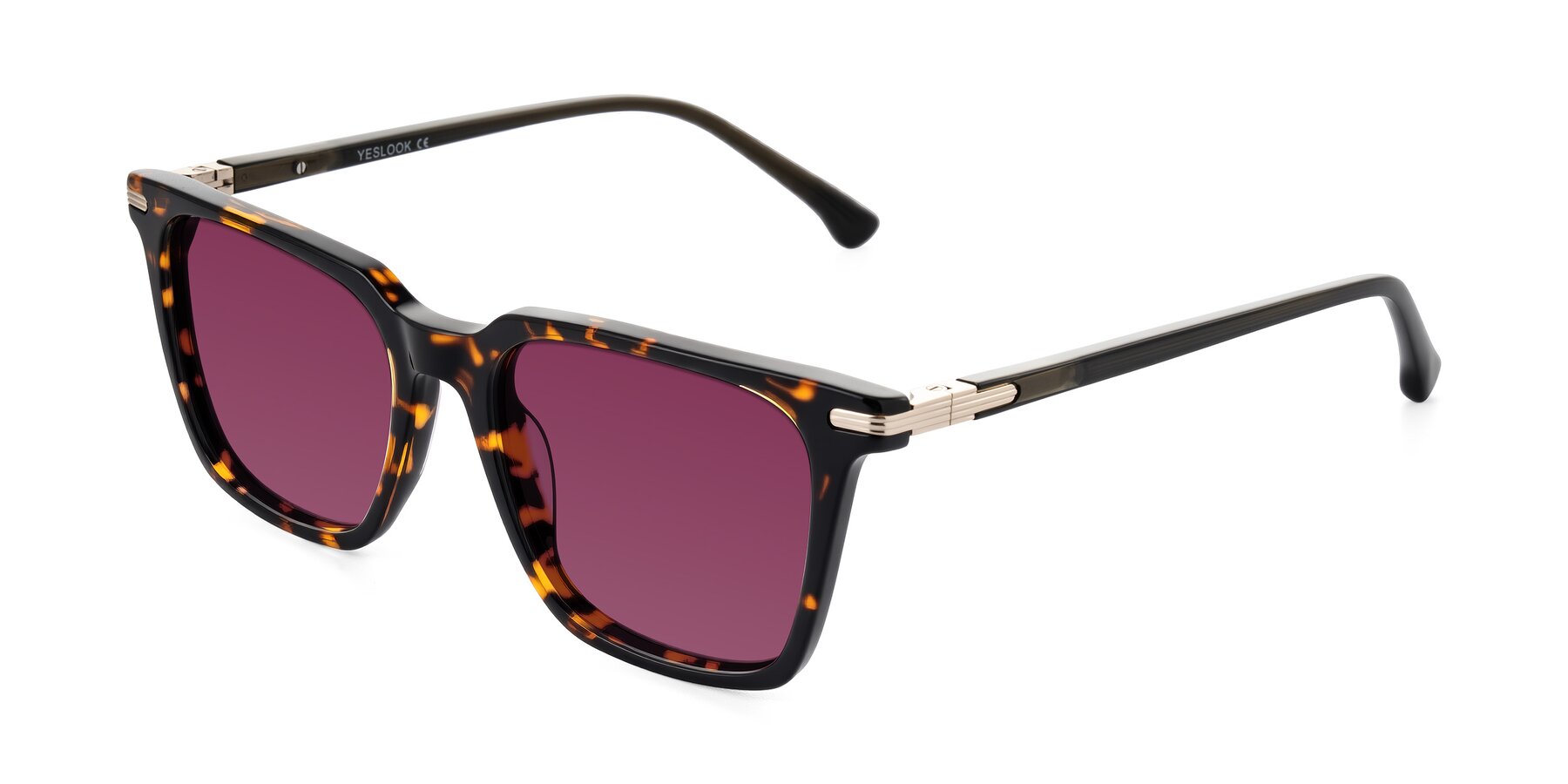 Angle of Miyaha in Tortoise with Wine Tinted Lenses