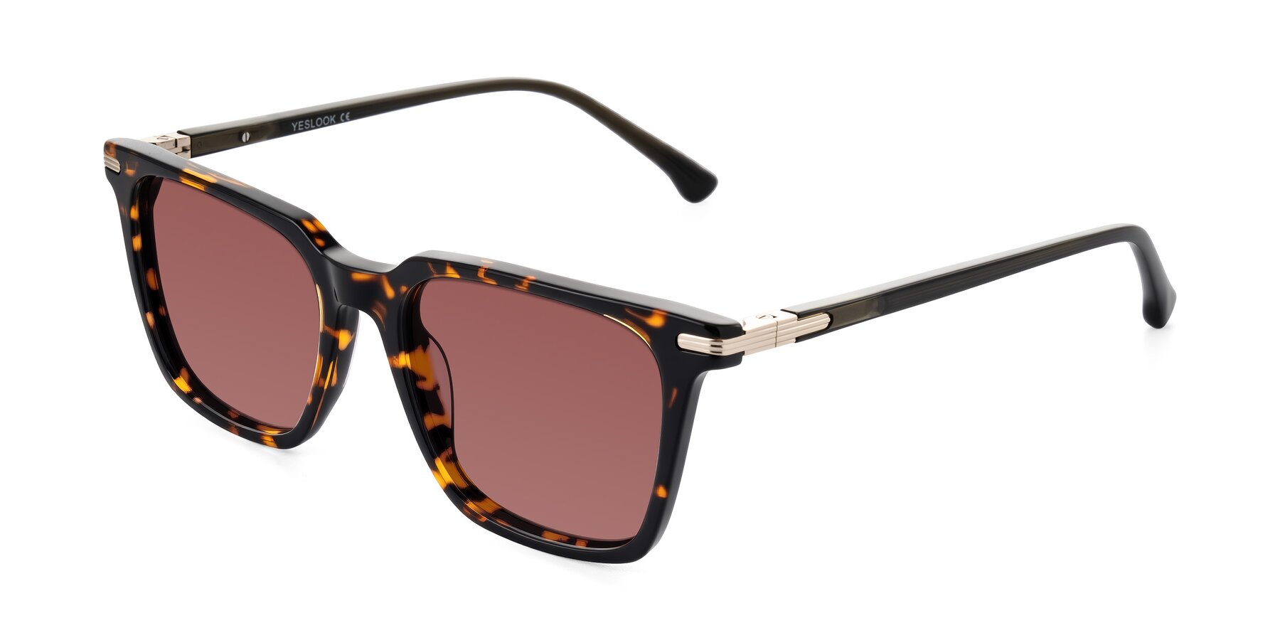 Angle of Miyaha in Tortoise with Garnet Tinted Lenses